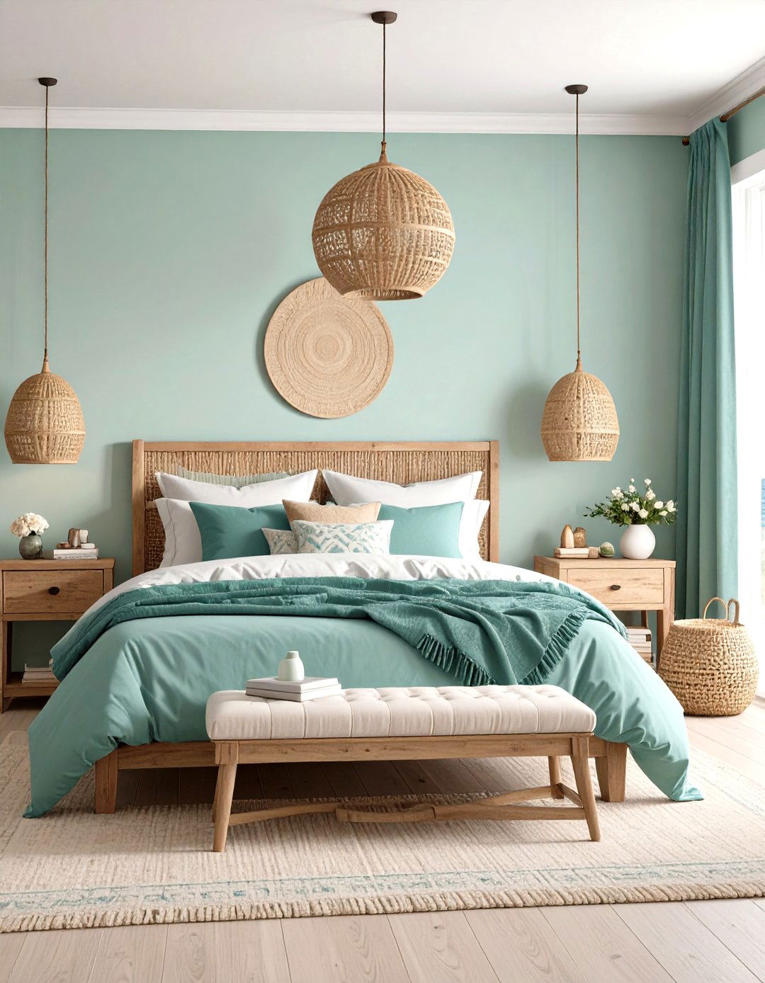 Coastal Turquoise and Seafoam Green Bedroom Retreat - 20 blue and green bedroom ideas