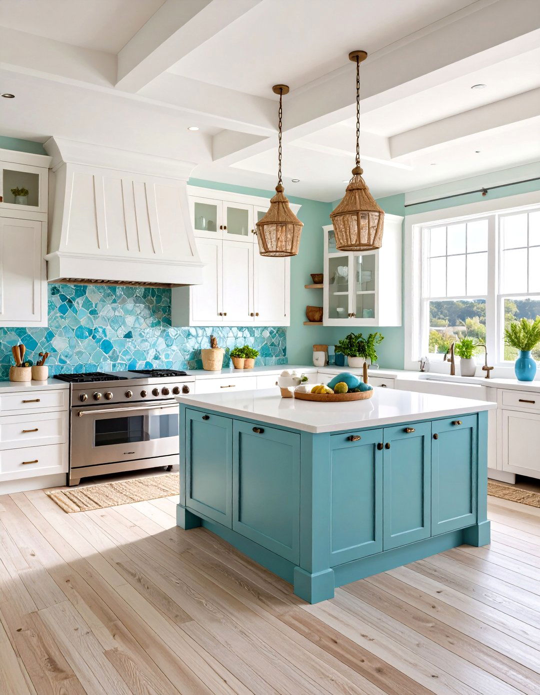 Coastal White Kitchen with Stainless Steel Appliances - 20 White Kitchen with Stainless Steel Appliances Ideas