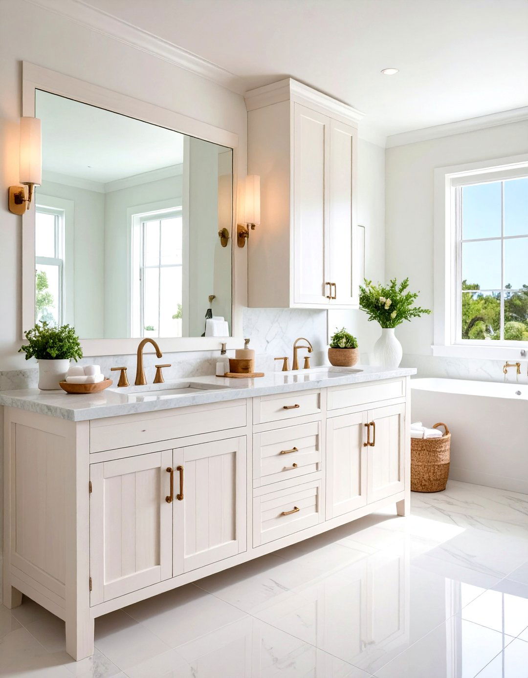 Coastal Whitewashed Wood Bathroom Vanity - 20 Wood Bathroom Vanity Ideas