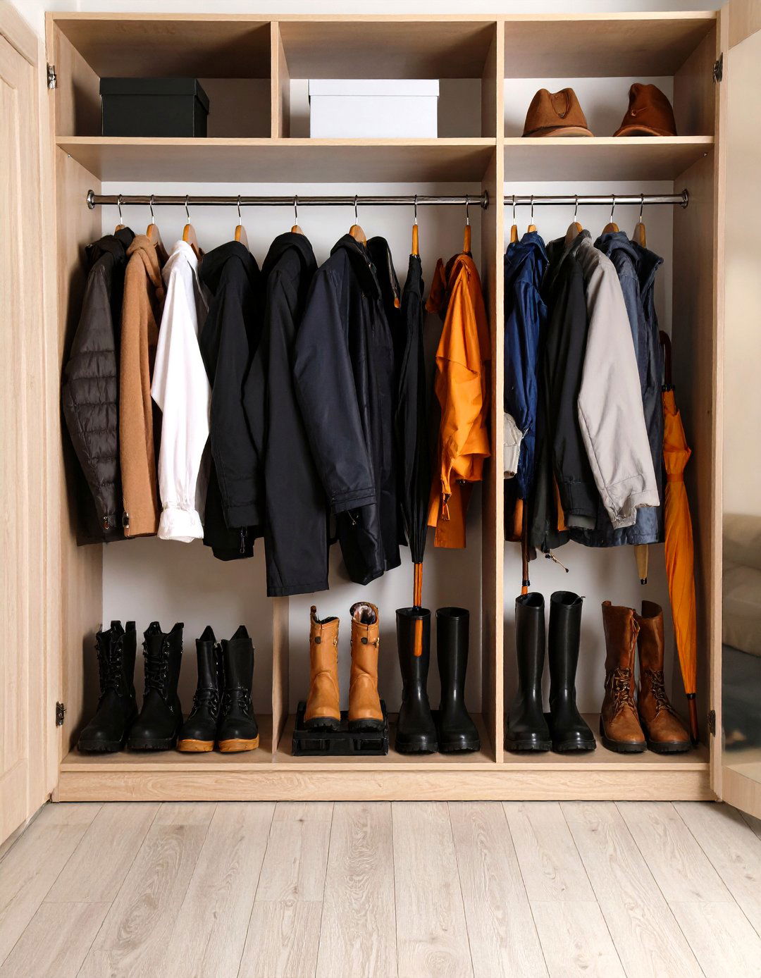 Coat Closet Boot and Umbrella Storage - 20 Coat Closet Ideas