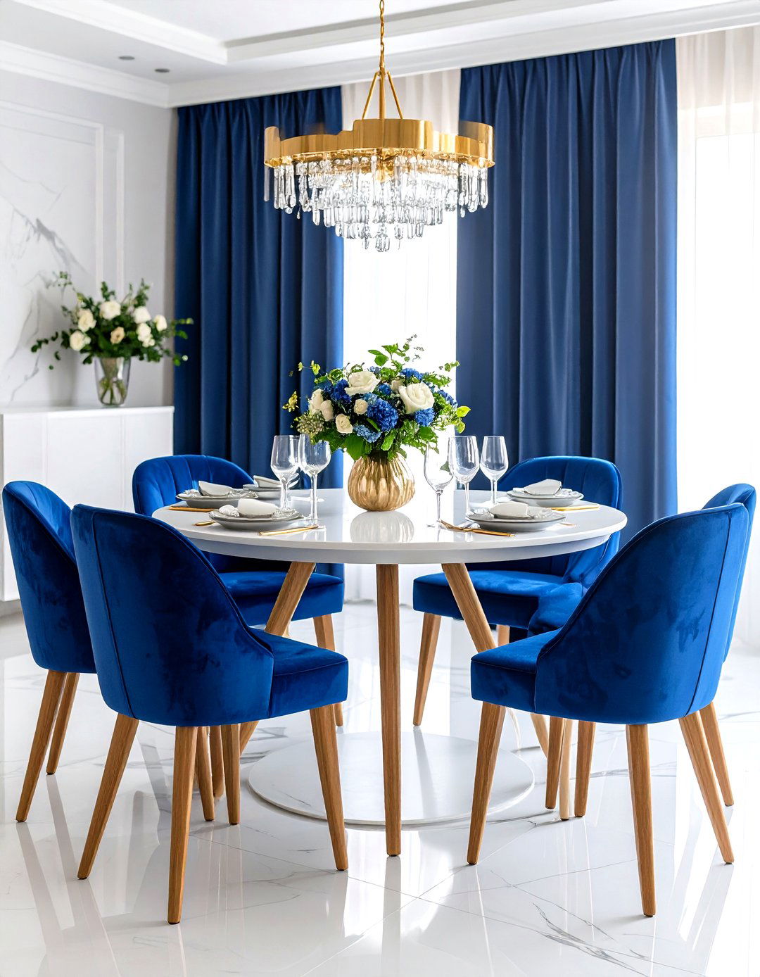 Cobalt Blue Dining Room Chairs and Seating - 20 Blue Dining Room Ideas