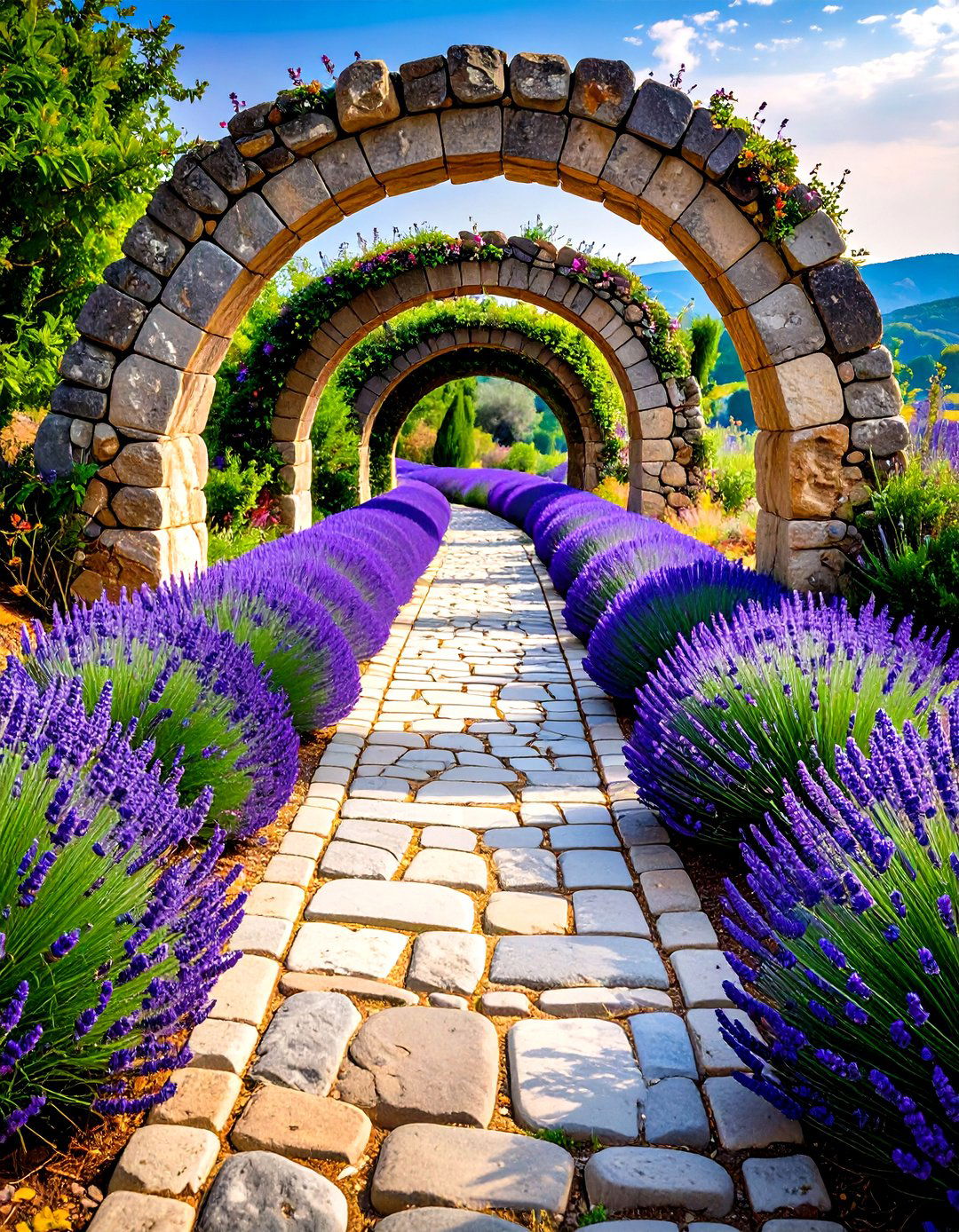 Cobblestone Arch Path - 20 Stone Walkway Ideas
