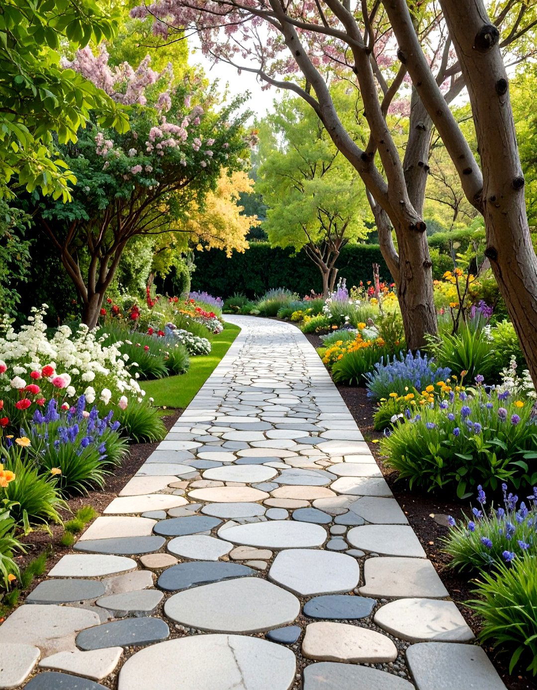 Cobblestone Effect Concrete Walkway Painting - 20 Concrete Walkway Painting Ideas