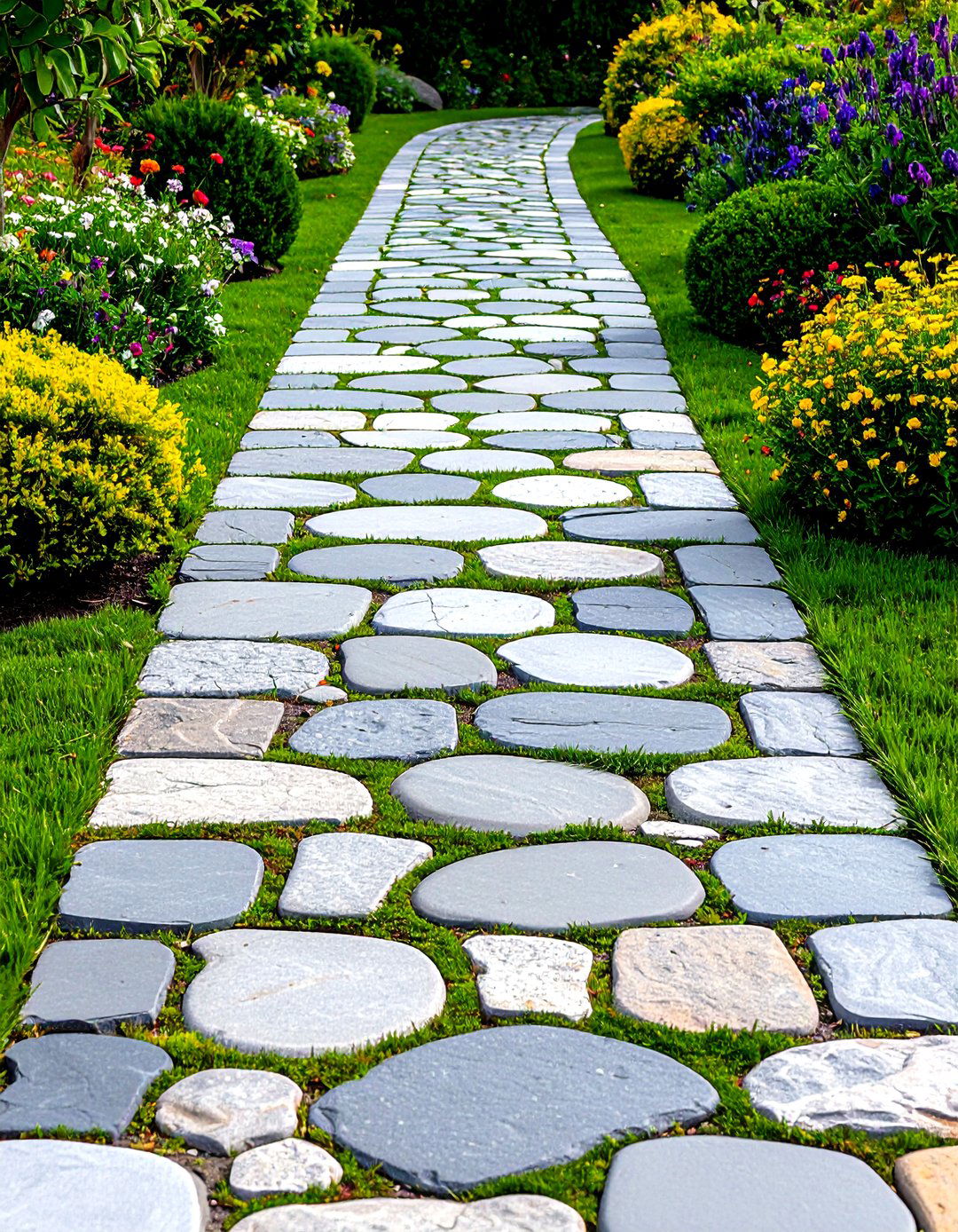 Cobblestone Inspired Grey Paver Walkway - 20 Grey Paver Walkway Ideas