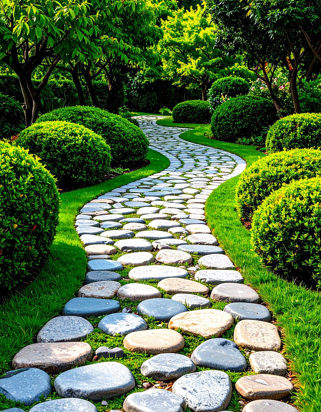 Cobblestone Path Edging - 20 Stone Garden Edging Ideas