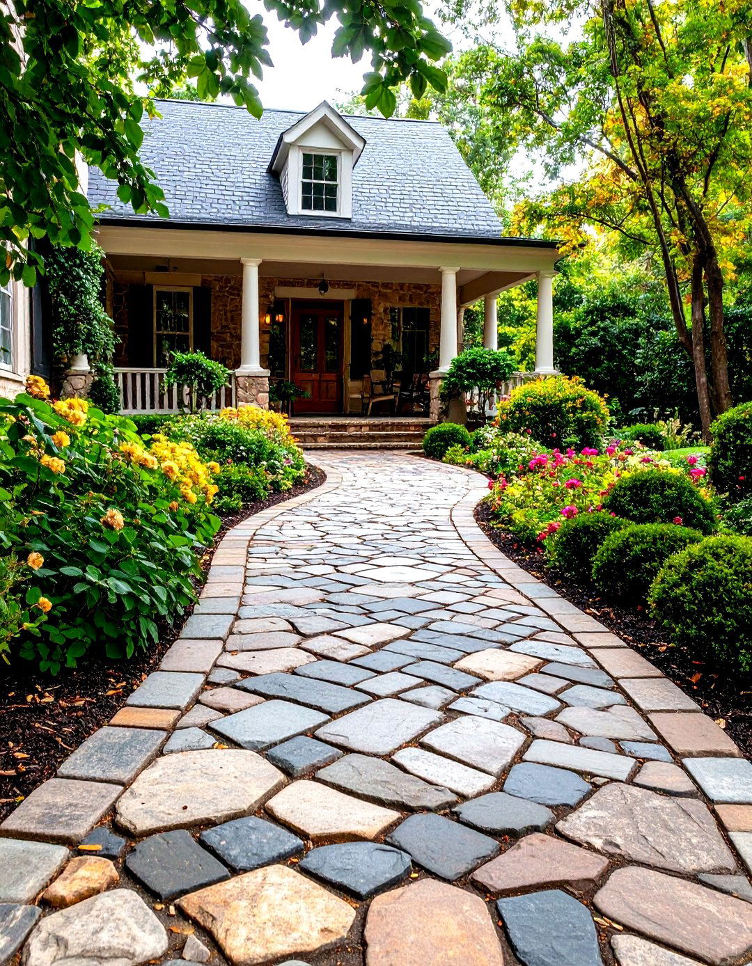 Cobblestone Pavers - 20 Stone Porch Ideas