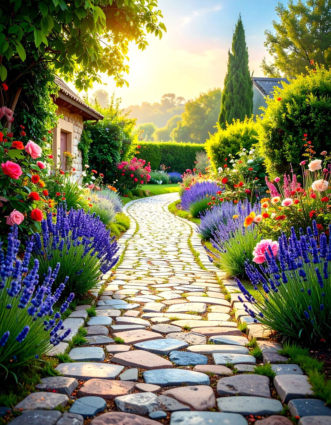 Cobblestone Rock Walkway with European Village Charm - 20 Rock Walkway Ideas