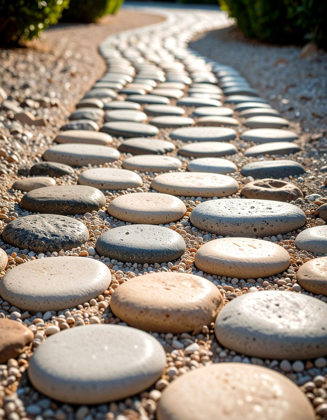 Cobblestone Stepping Path - 20 Stepping Stone Walkway Ideas