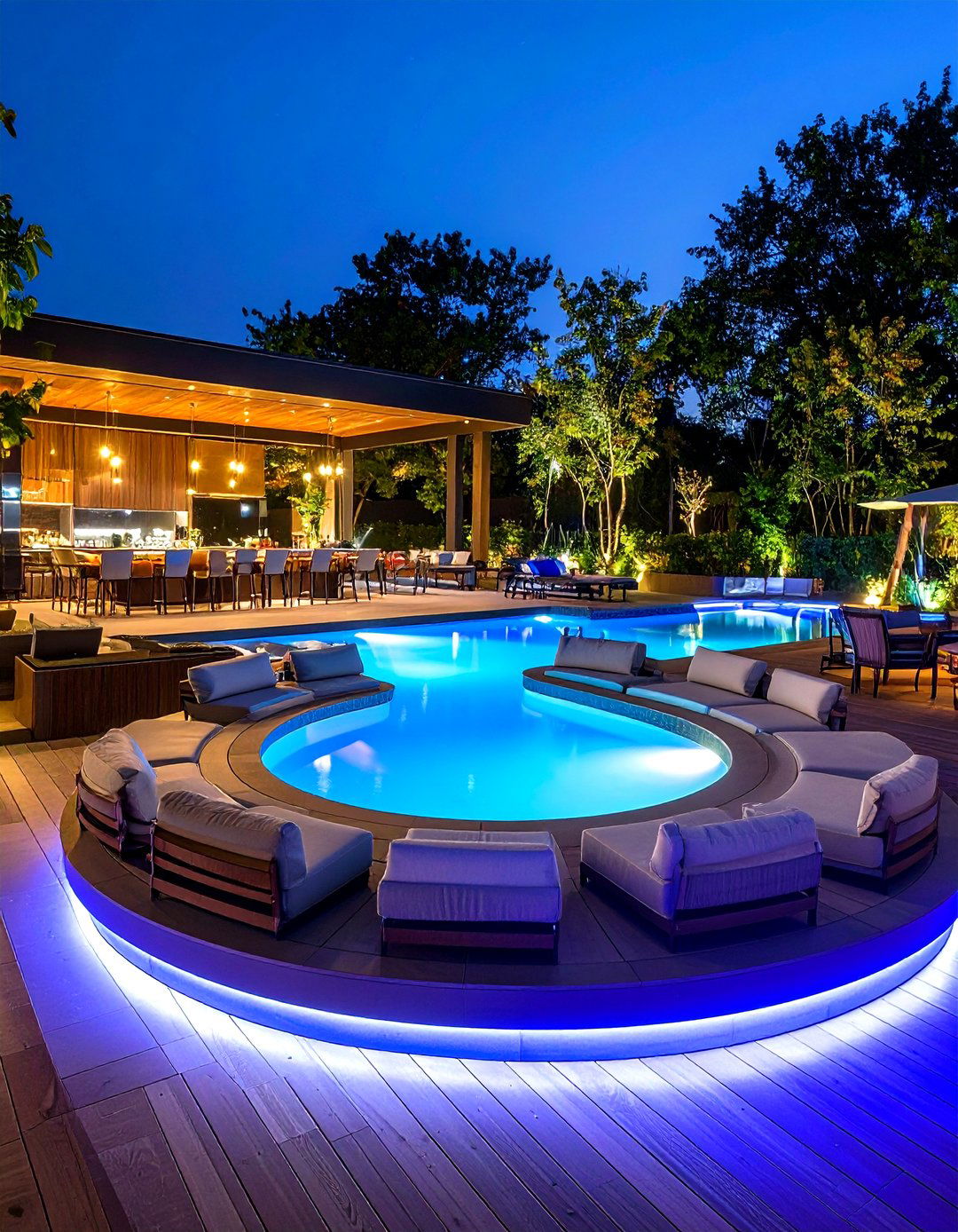 Cocktail Style Spool with Integrated Seating - 20 Spool Pool Ideas