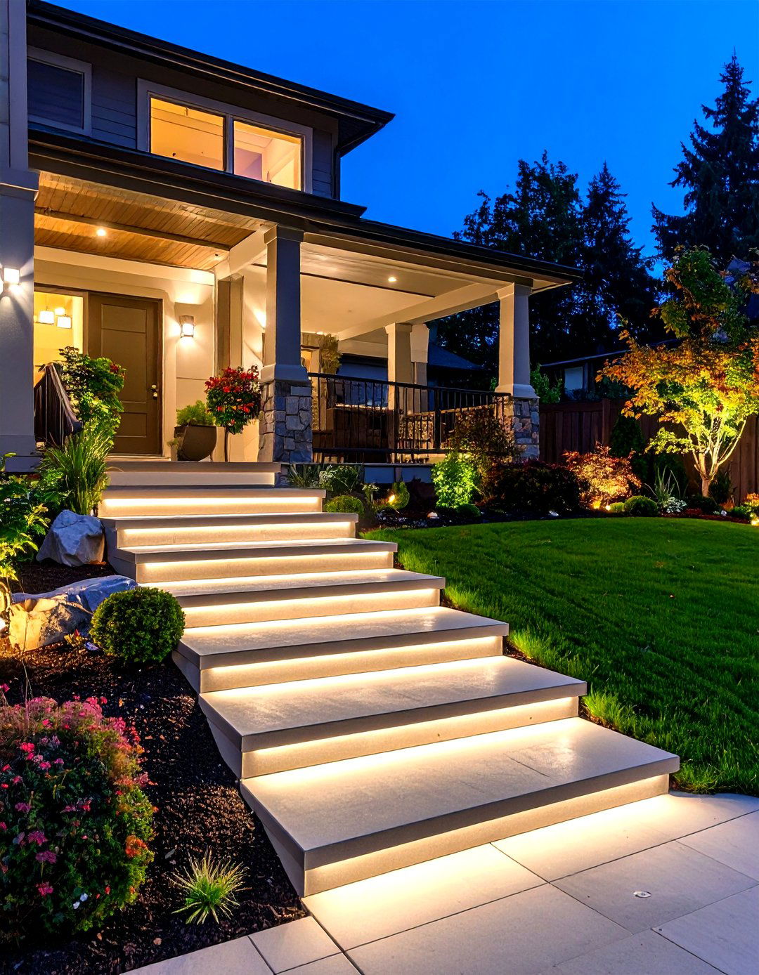 Code Compliant Illuminated Deck Steps for Safer Nights - 20 Deck Steps Ideas