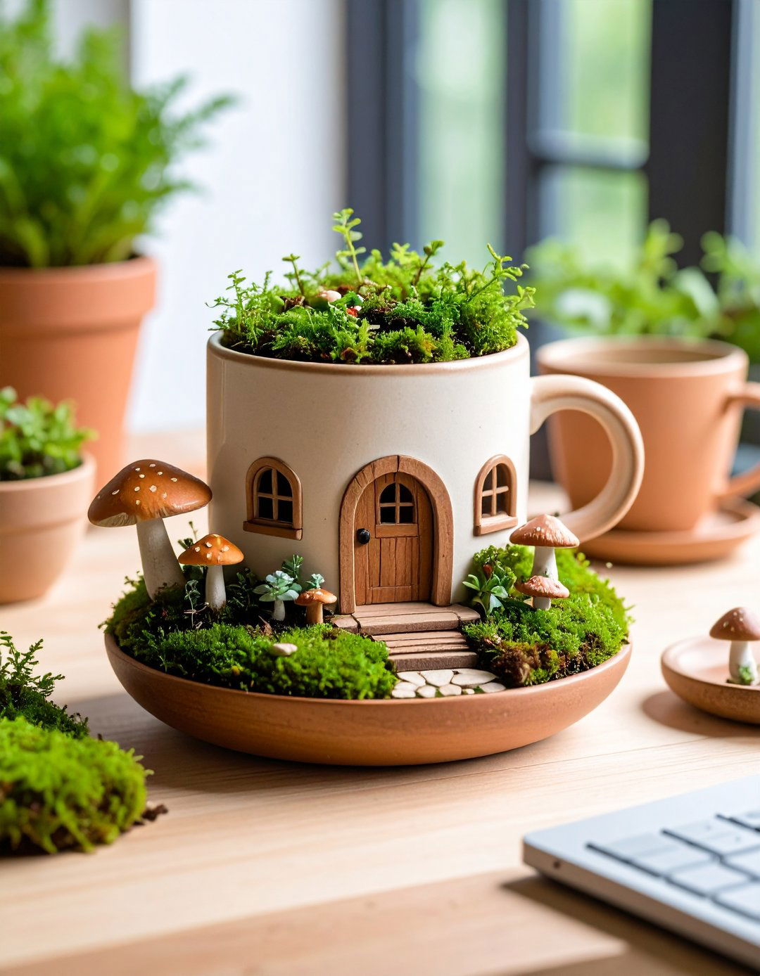 Coffee Mug Fairy Garden Container Desk Sized Daydream - 20 Fairy Garden Container Ideas