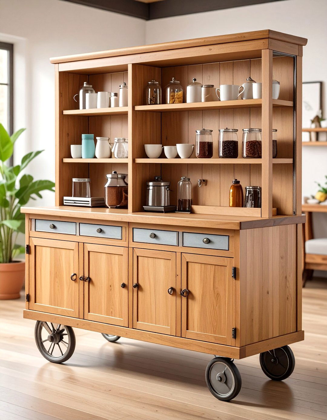 Coffee Station Cart with Vintage Hospital Cabinet - 20 Coffee Station Ideas