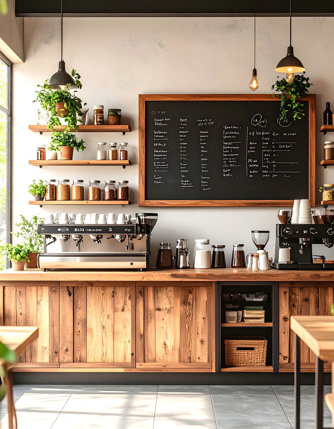 Coffee Station with Chalkboard Menu Display - 20 Coffee Station Ideas