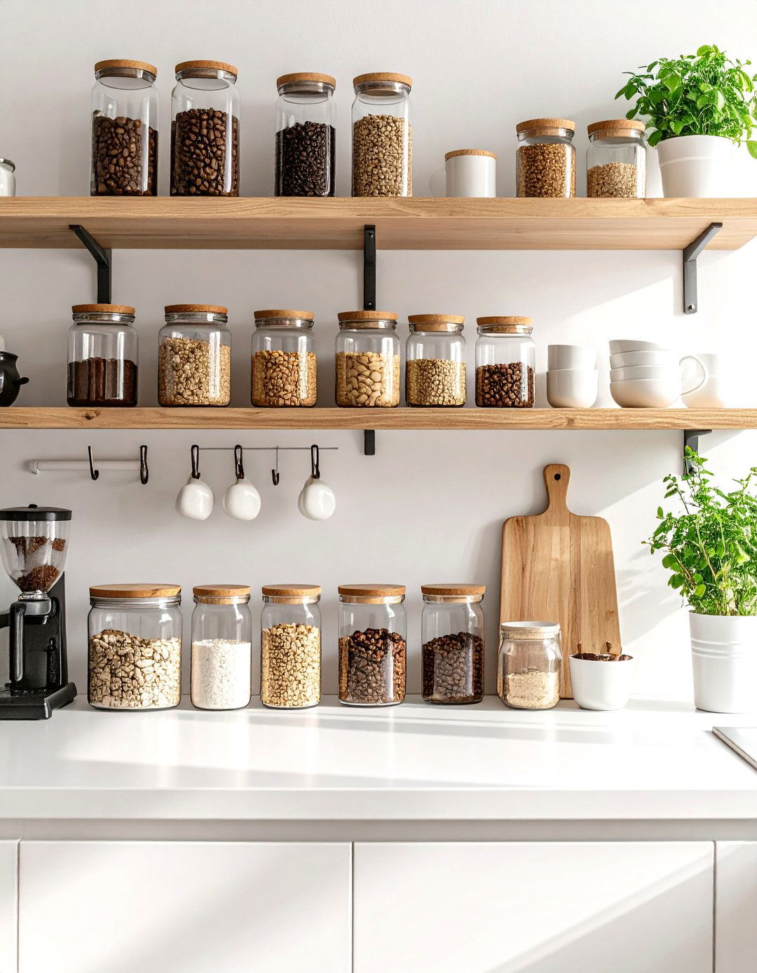 Coffee Station with Floating Shelves and Wall Storage - 20 Coffee Station Ideas