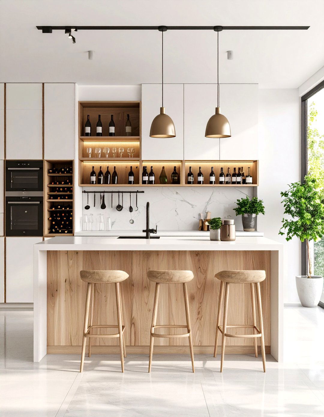 Coffee Station with Wine Storage Transition - 20 Coffee Station Ideas