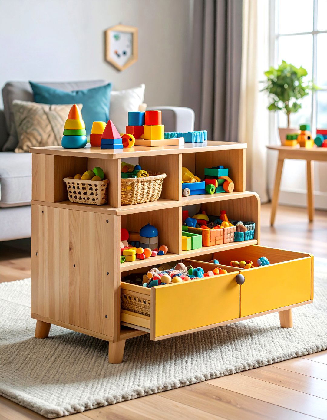 Coffee Table Living Room Toy Storage Station - 20 Living Room Toy Storage Ideas