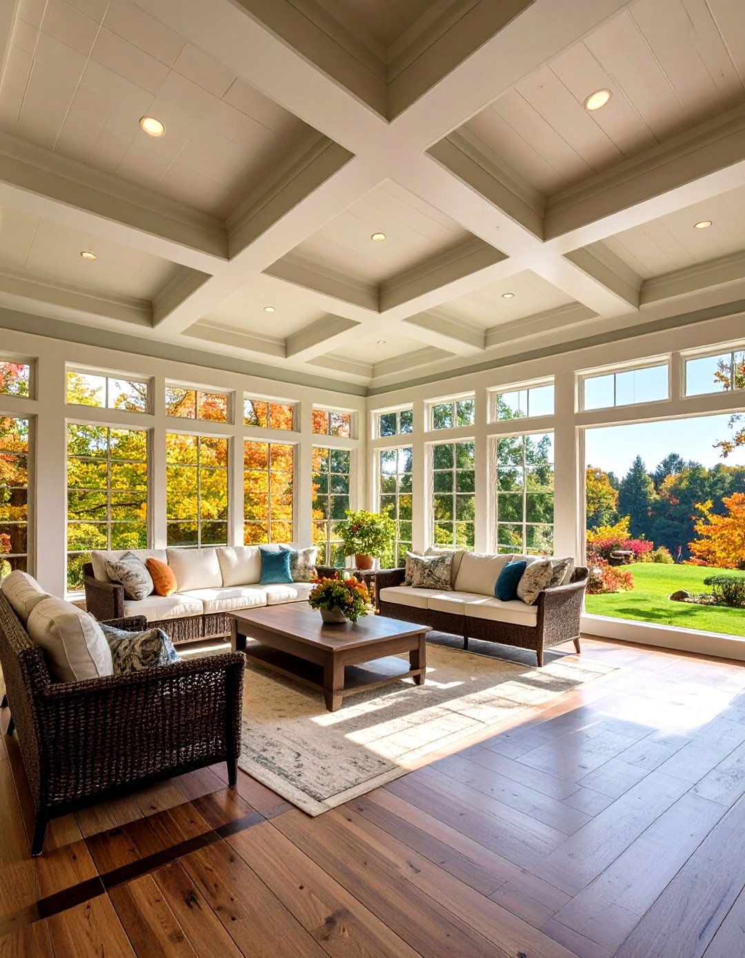Coffered Ceiling - 20 Sunroom Ceiling Ideas