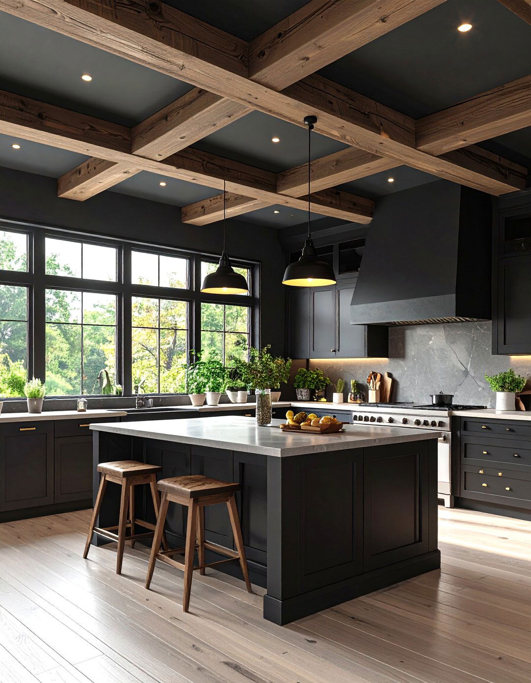 Coffered Ceilings and Dark Beams Lift the Eye - 20 Gothic Kitchen Ideas