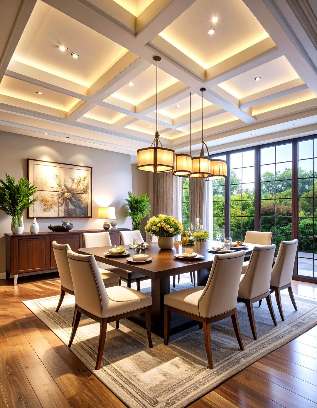 Coffered Pop Ceiling Design with Recessed Panels - 20 Pop Ceiling Design Ideas