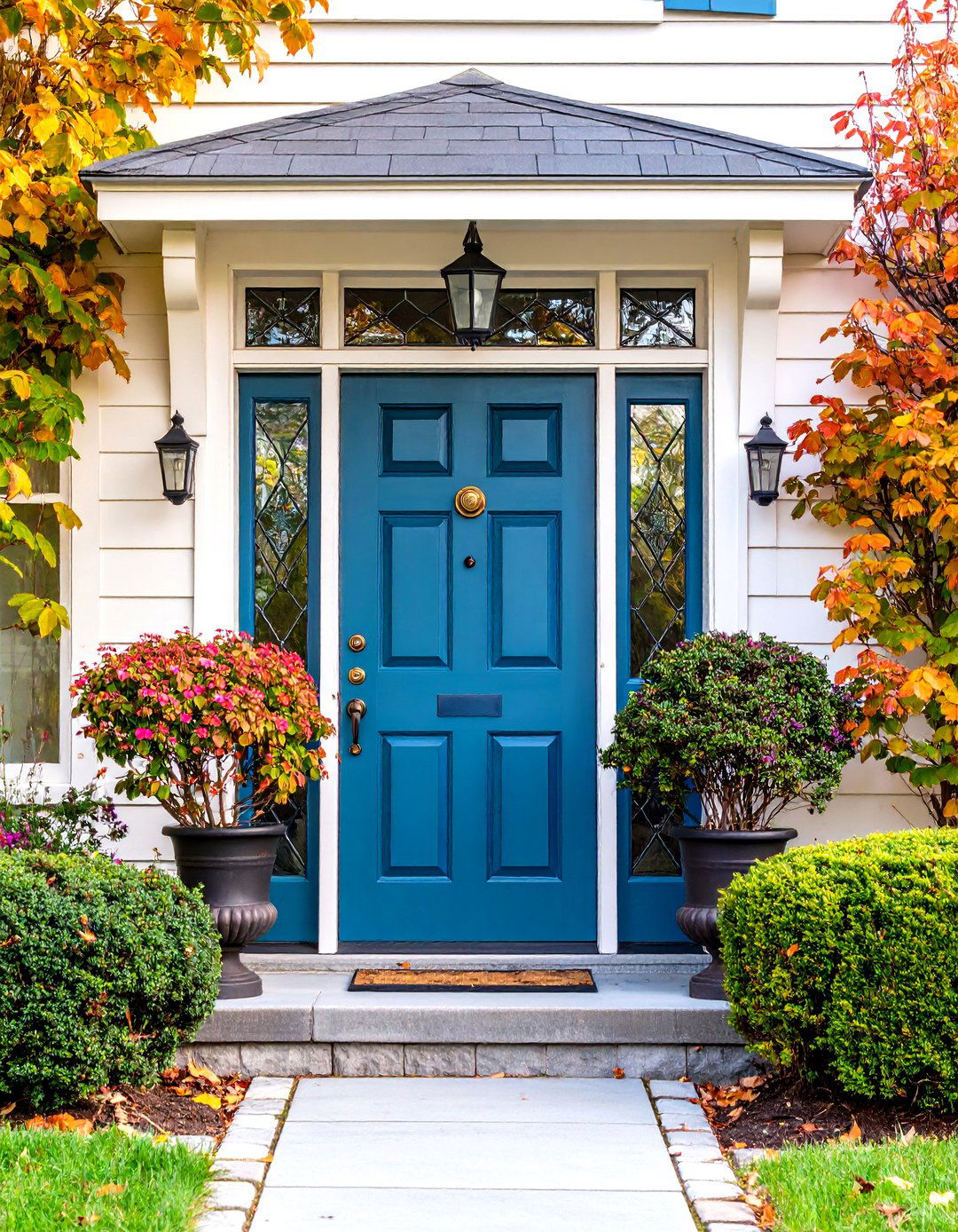 Colonial Front Door with Provincial Glass Design - 20 Colonial Front Door Ideas