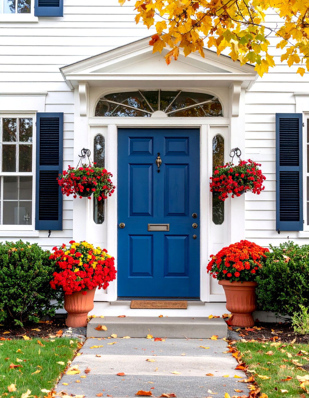 Colonial Front Door with Regional Color Traditions - 20 Colonial Front Door Ideas