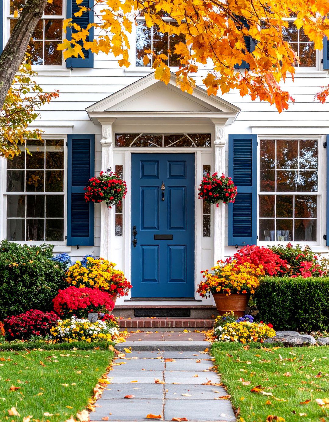 Colonial Front Door with Traditional Shutter Integration - 20 Colonial Front Door Ideas
