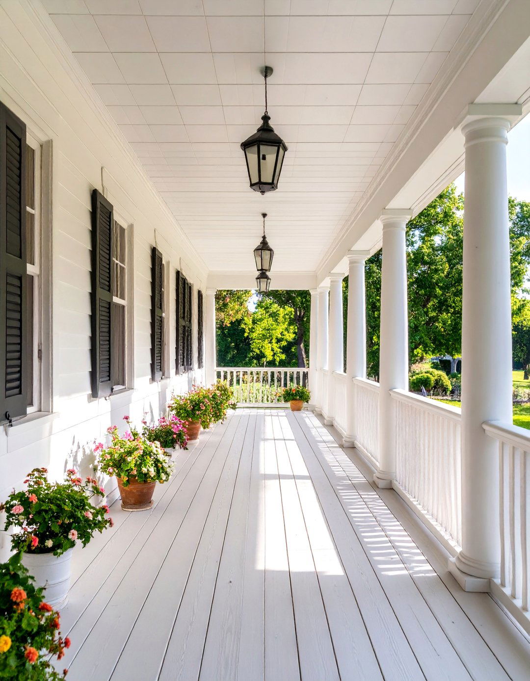 Colonial Front Porch Farmers Style Design - 20 Colonial Front Porch Ideas