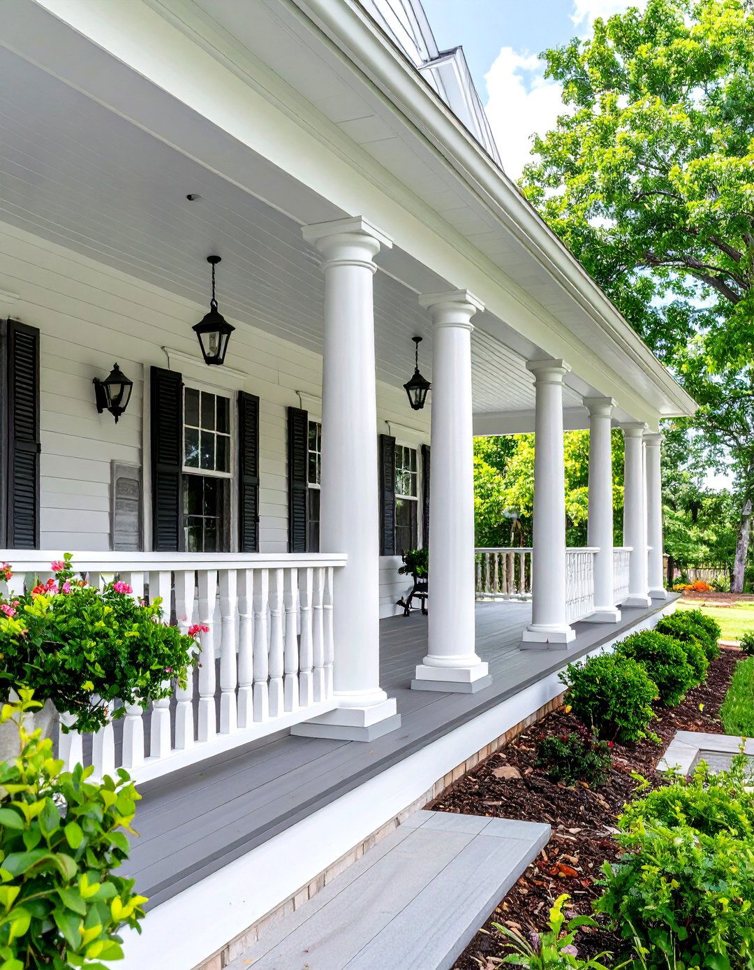 Colonial Front Porch with Aluminum Column Systems - 20 Colonial Front Porch Ideas