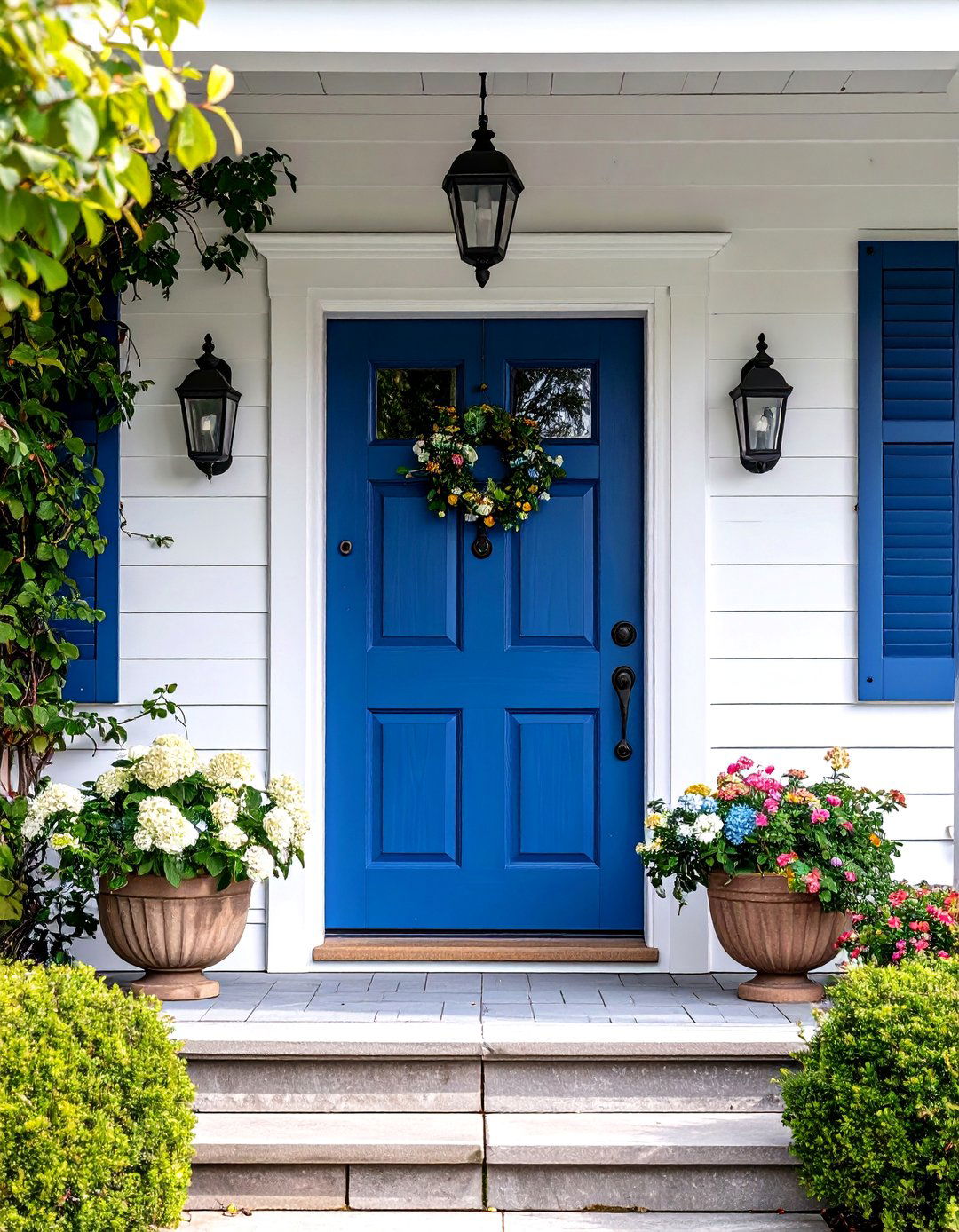 Colonial Front Porch with Dutch Door Entry - 20 Colonial Front Porch Ideas
