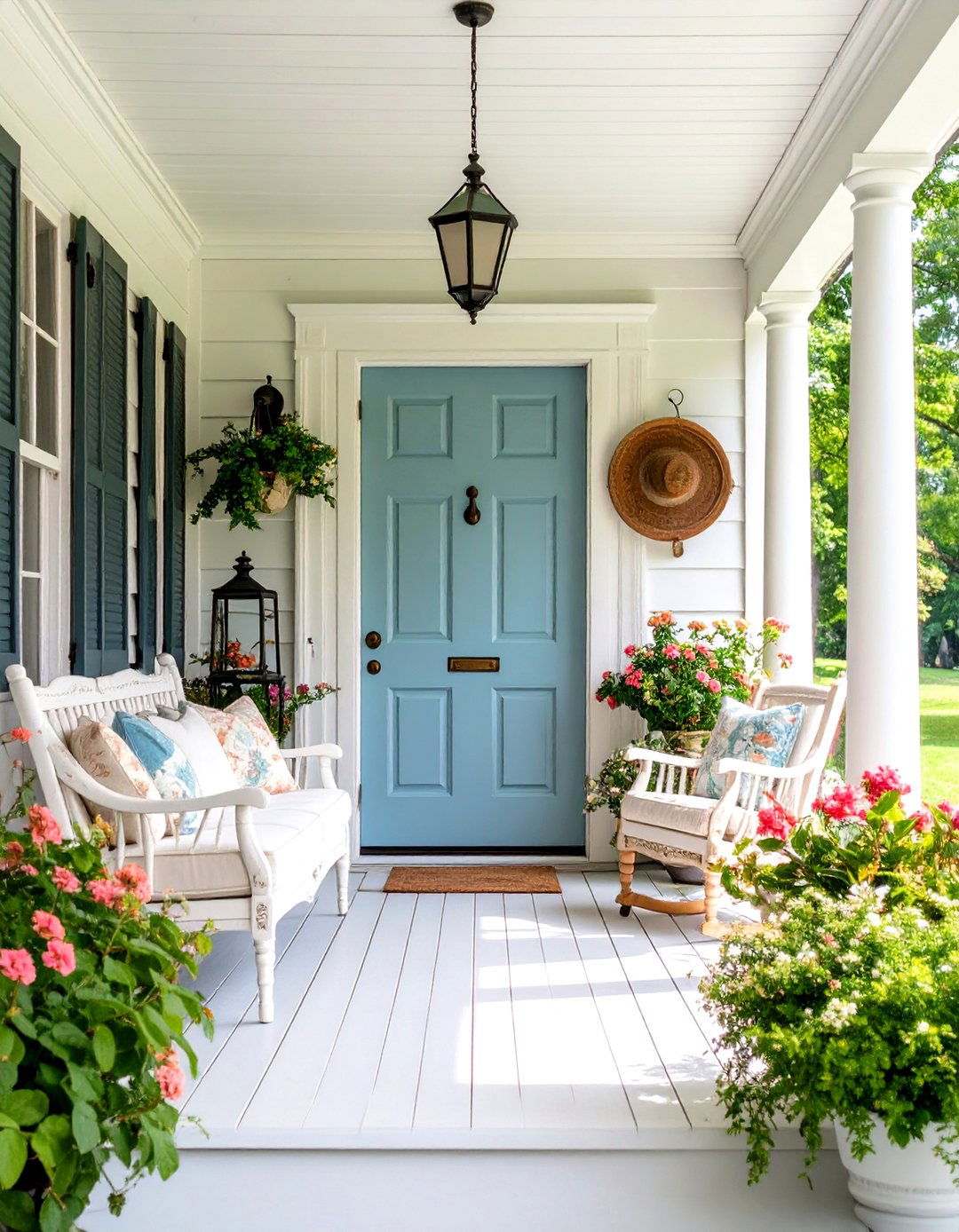 Colonial Front Porch with Period Hardware Accents - 20 Colonial Front Porch Ideas
