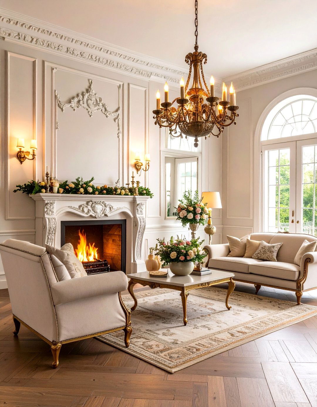 Colonial Living Room with Brass and Pewter Lighting Fixtures - 20 Colonial Living Room Ideas