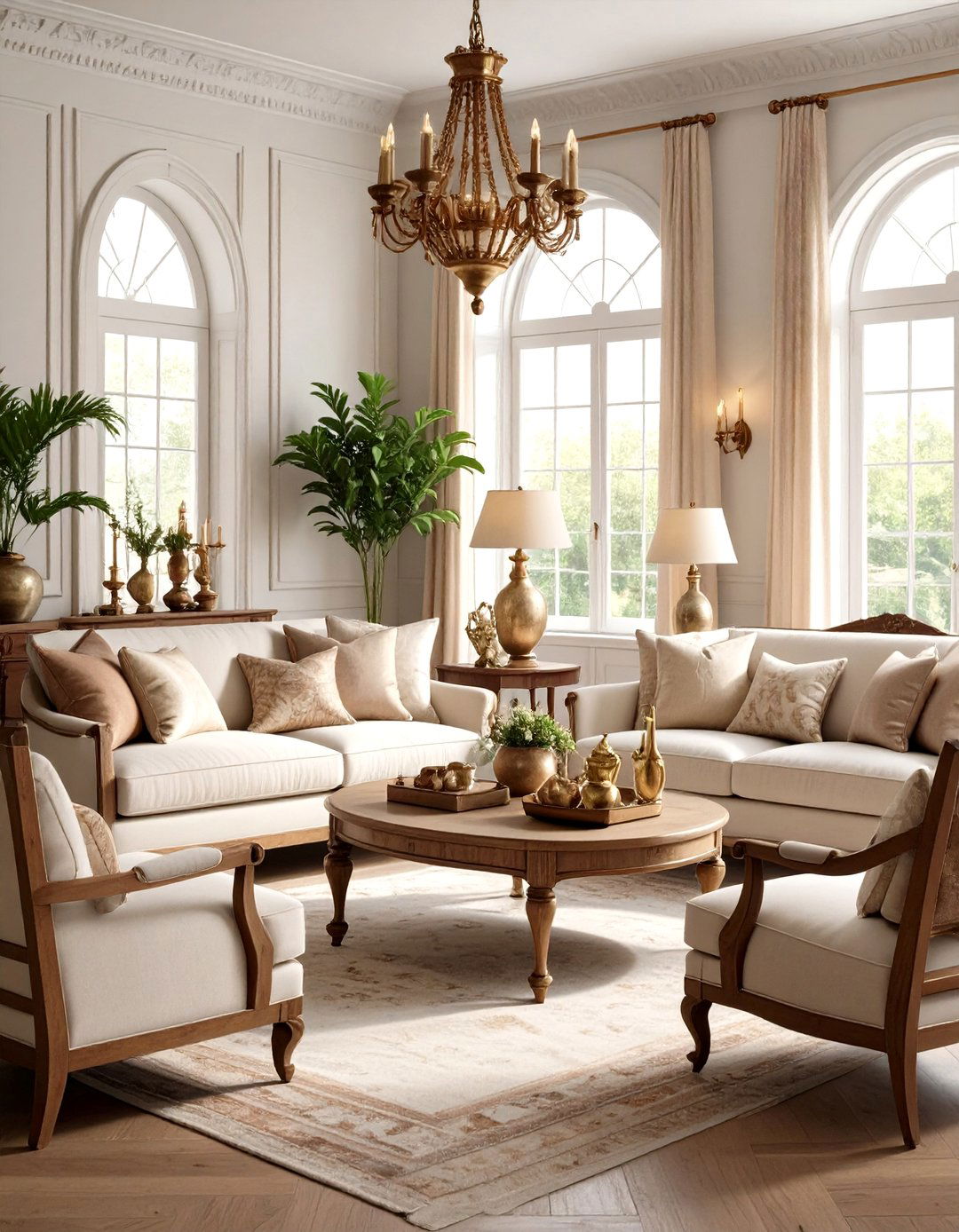 Colonial Living Room with Copper and Brass Accent Details - 20 Colonial Living Room Ideas