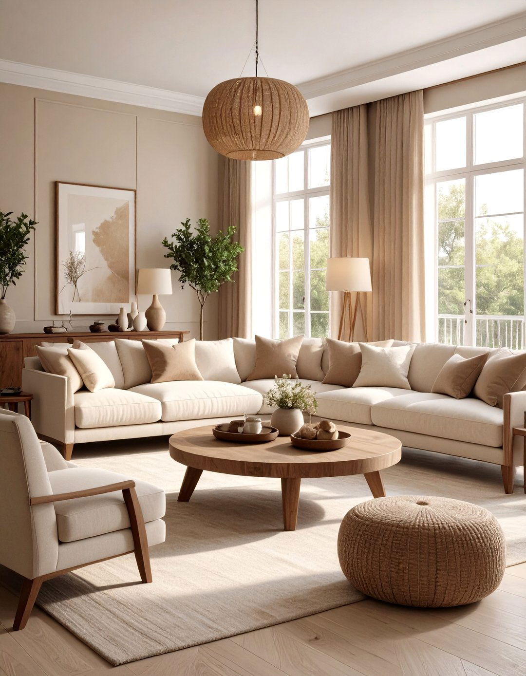 Colonial Living Room with Neutral Earth Tone Color Palette - 20 Colonial Living Room Ideas