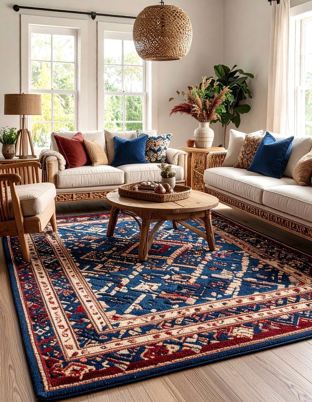 Colonial Living Room with Traditional Braided Area Rugs - 20 Colonial Living Room Ideas