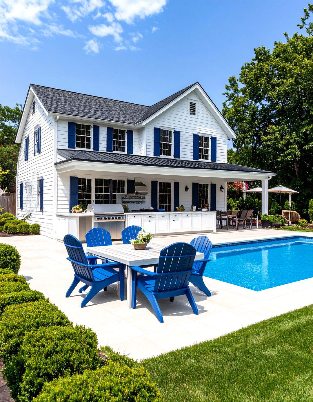 Colonial Revival Pool House With Outdoor Kitchen - 20 Pool House With Outdoor Kitchen Ideas