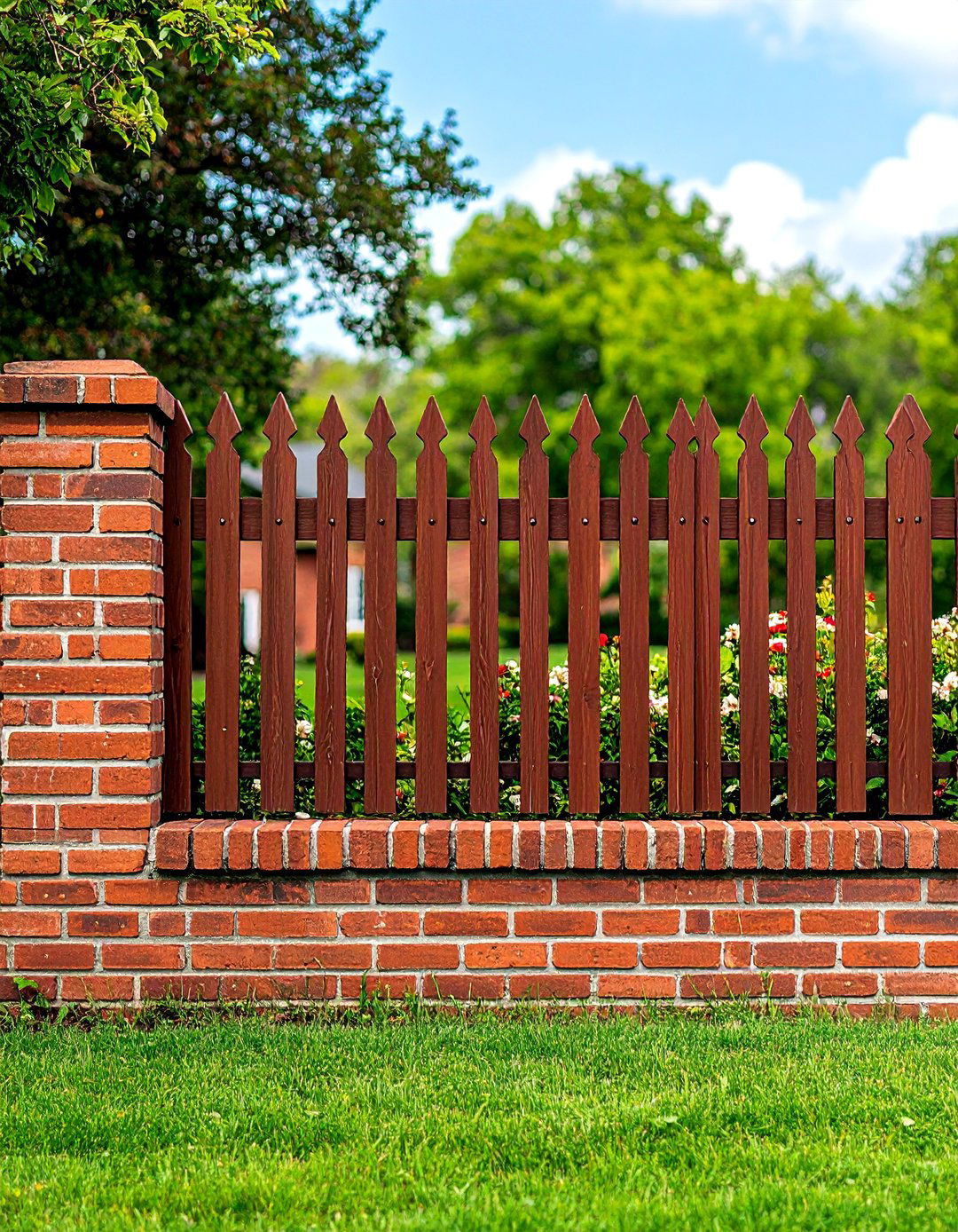 Colonial Style Brick Fence with Historical Character - 20 Brick Fence Ideas