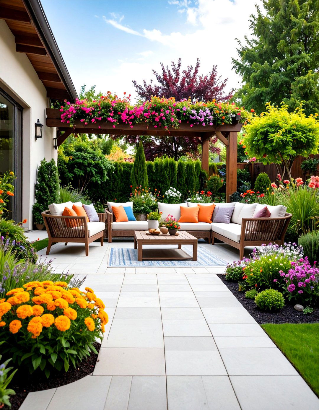 Color Blended Paver Patio with Artistic Expression - 20 Paver Patio Ideas