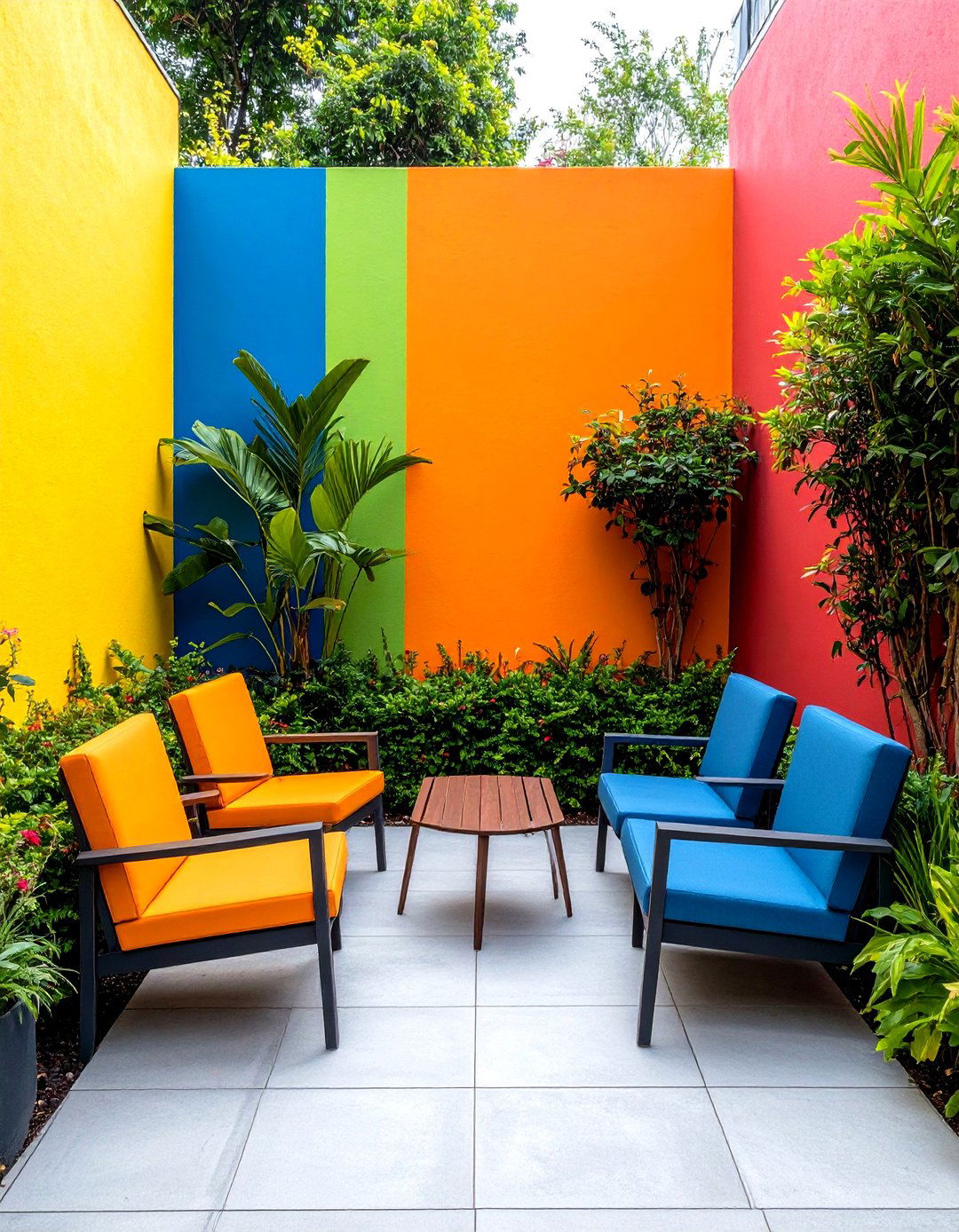 Color Block Walls Zone a Small Garden with Style - 20 Modern Small Garden Ideas