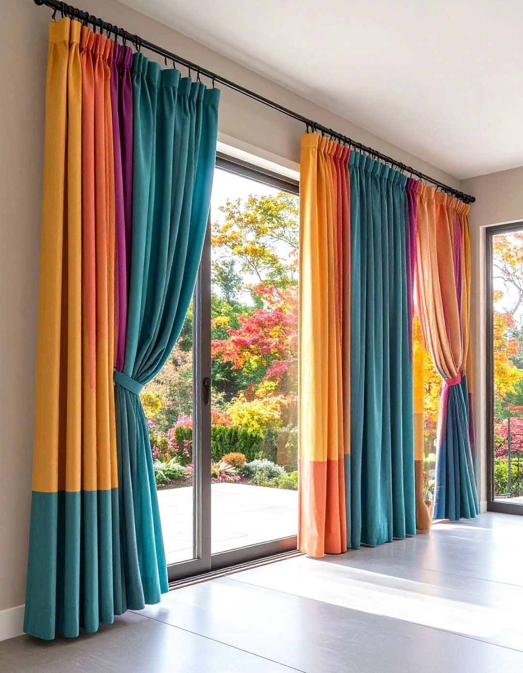 Color Blocked Panels - 20 Sliding Door Curtain Ideas