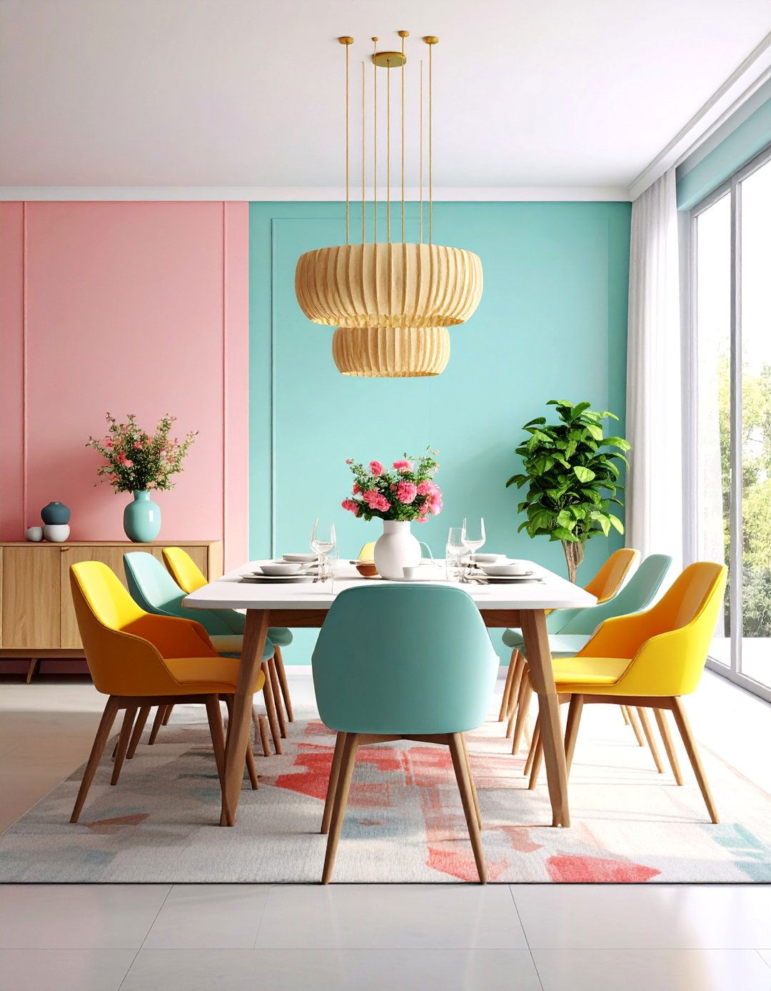 Color Blocking Colorful Dining Room Ideas - 20 Colorful Dining Room Ideas