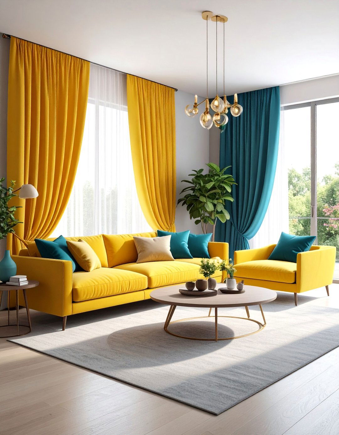 Color Blocking Living Room Curtain Trend - 20 Living Room Curtain Ideas
