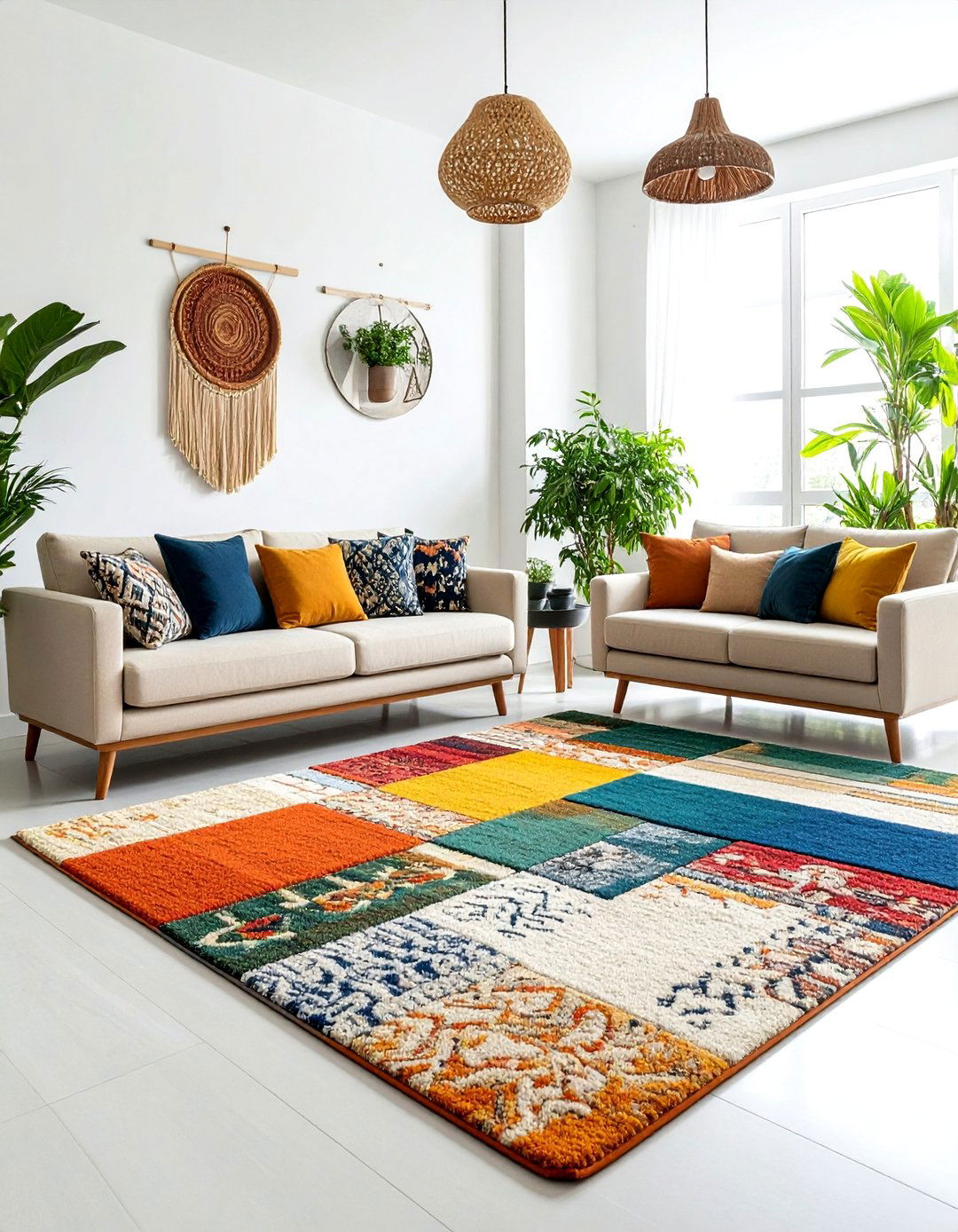 Color Blocking Living Room Rug Design - 20 Living Room Rug Ideas