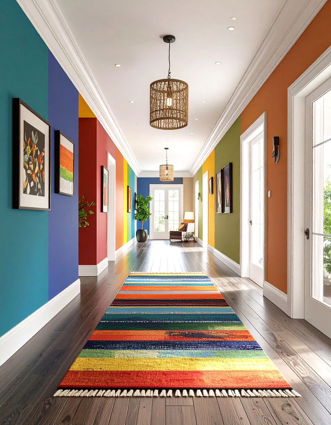 Color Blocking to Define Hallway Zones - 20 Hallway Ideas