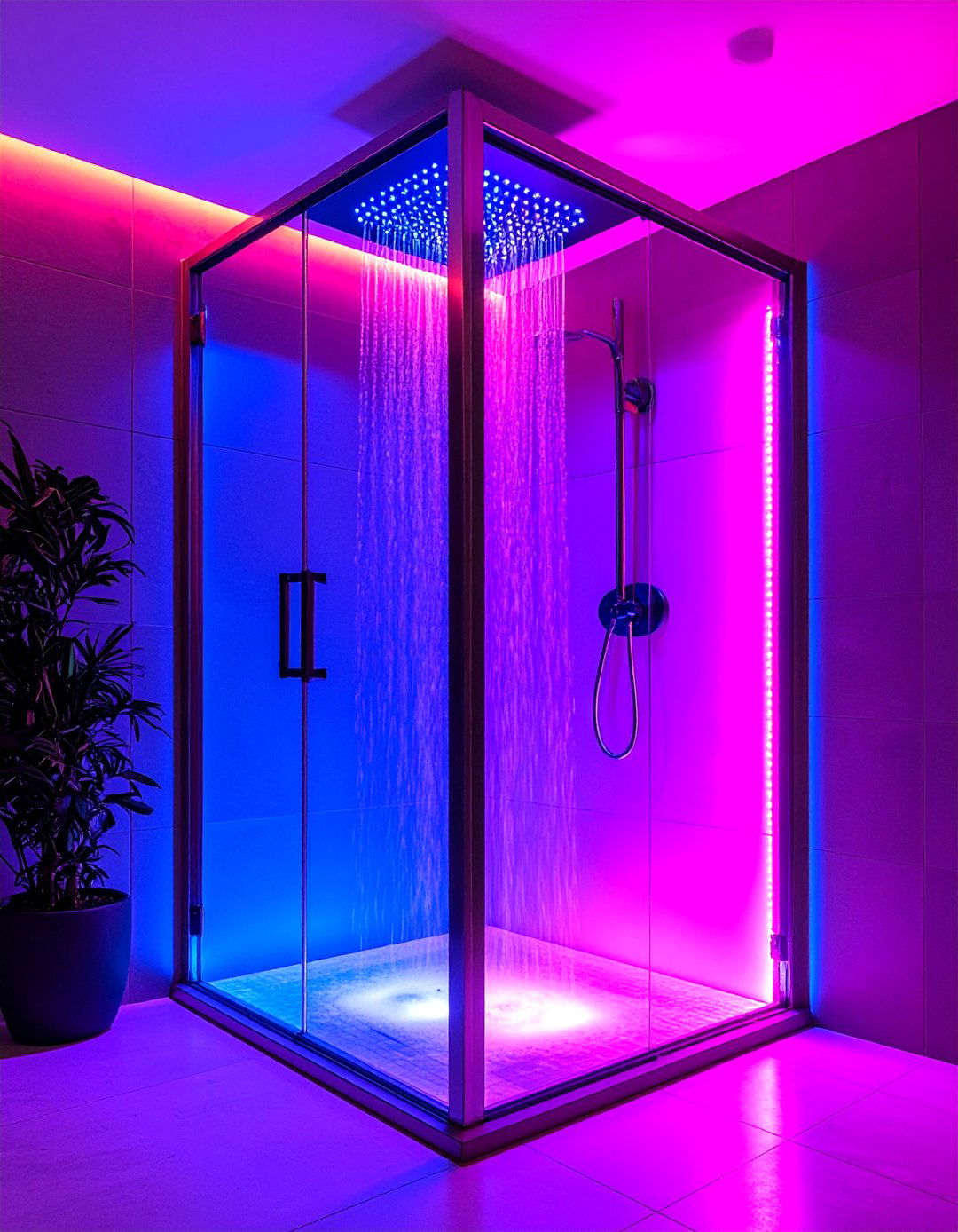 Color Changing LED Lights - 20 Shower Lighting Ideas