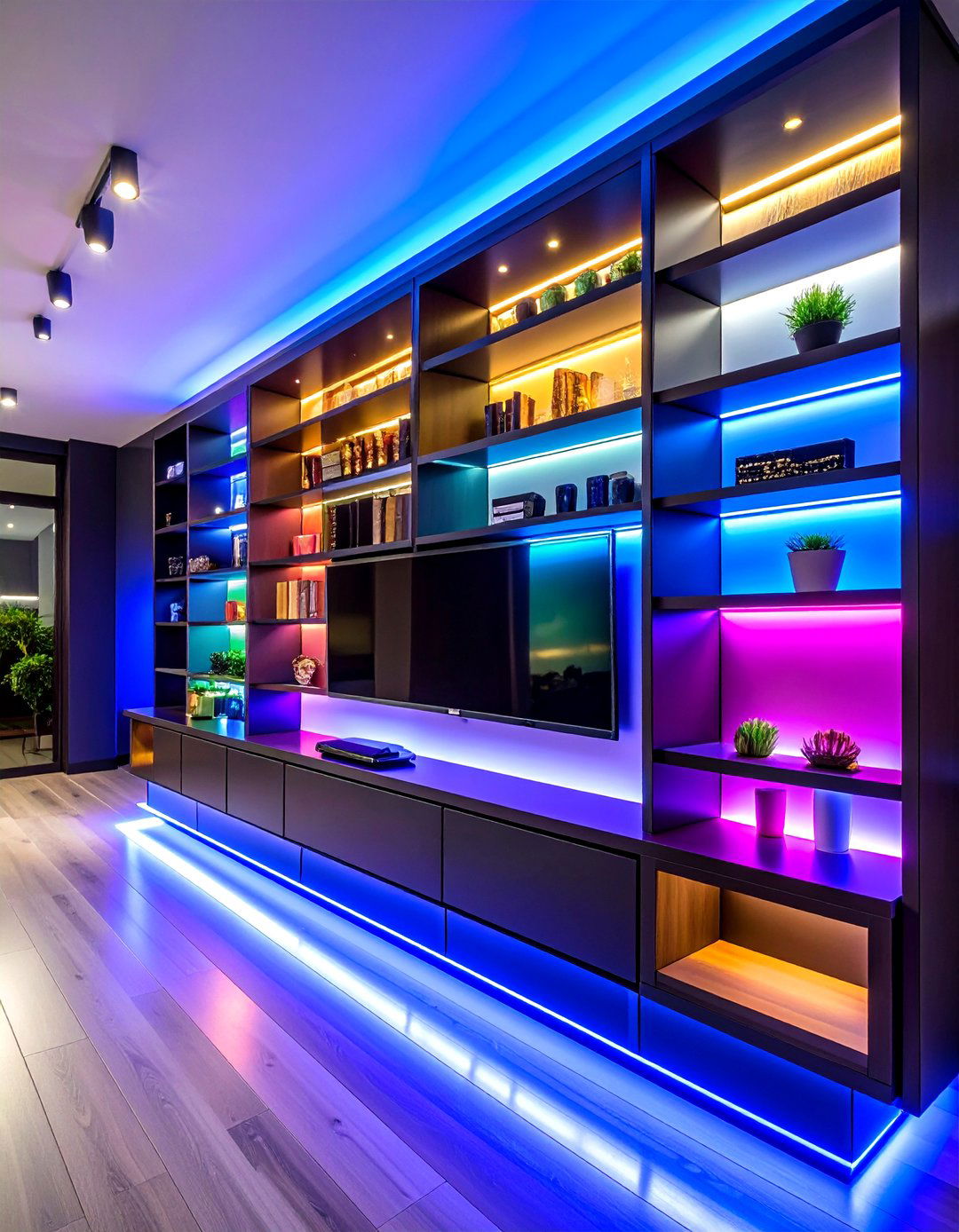 Color Changing RGB Cabinet Lighting for Versatility - 20 Cabinet Lighting Ideas