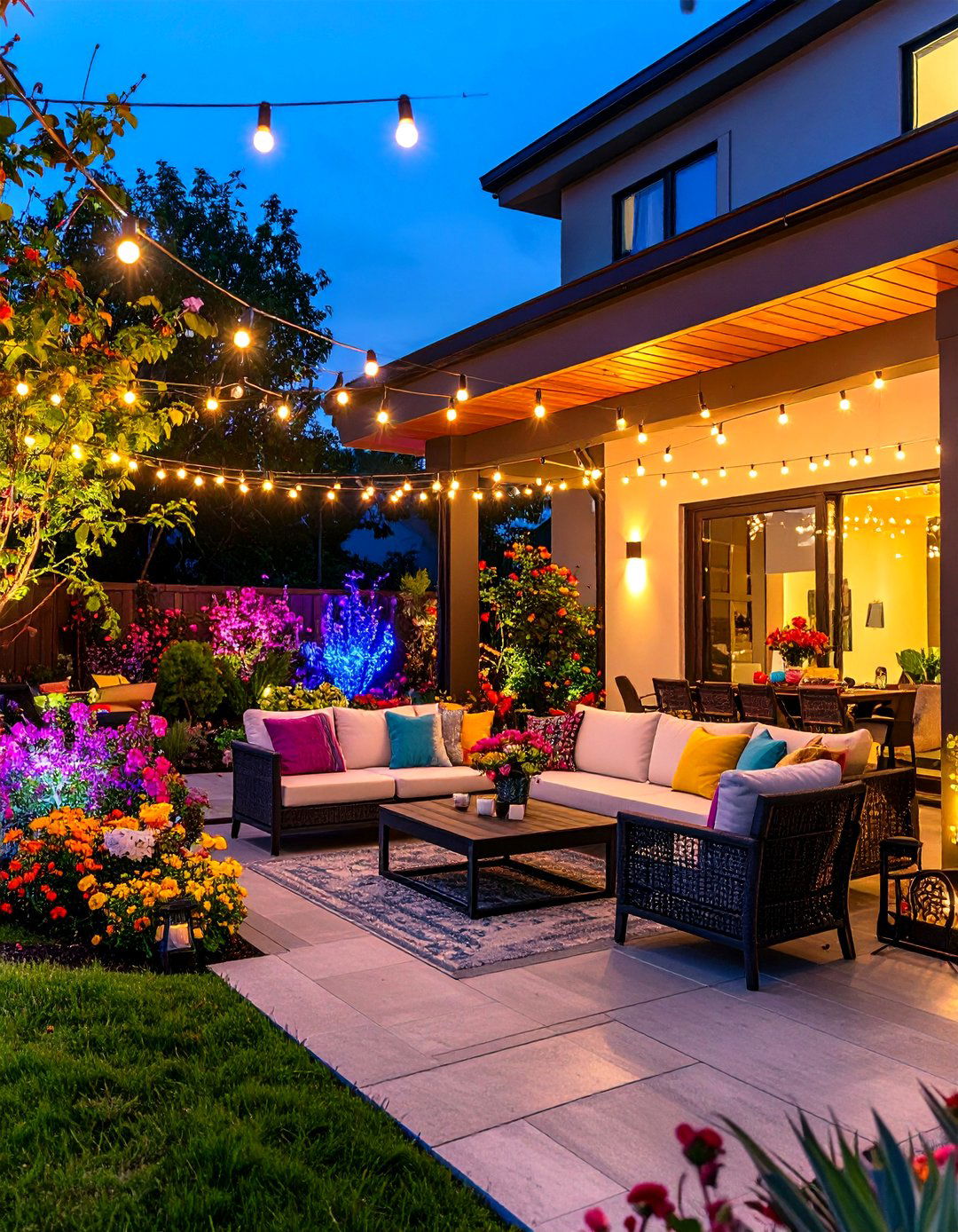 Color Changing Smart Patio String Light Entertainment Zone - 20 Patio String Light Ideas