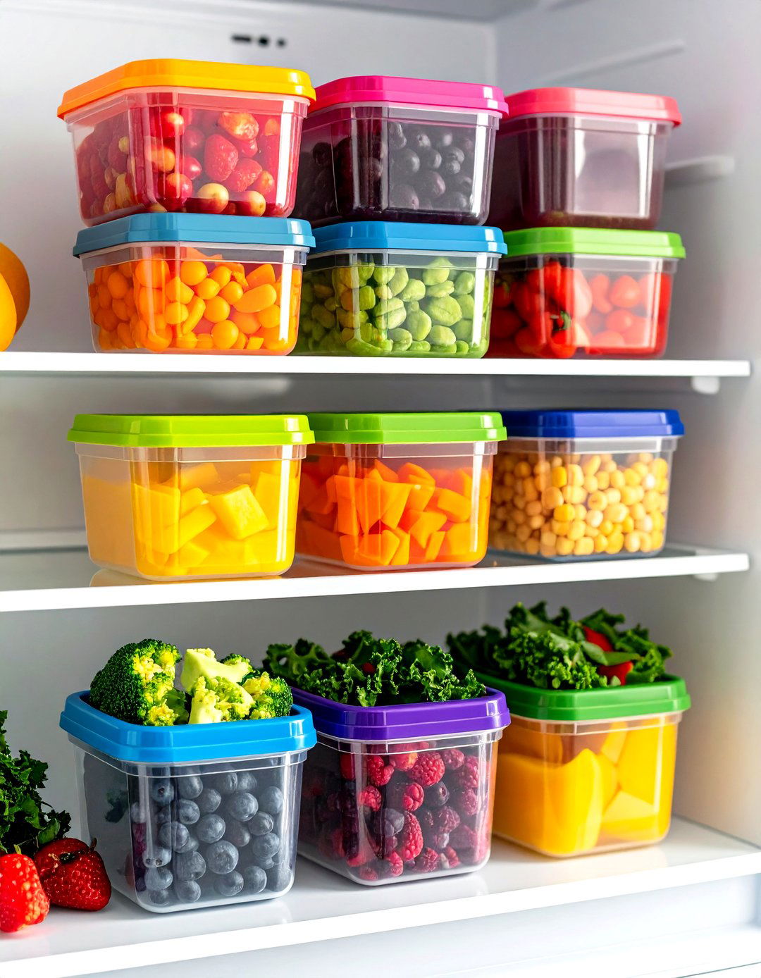 Color Code Fridge Meal Prep Containers for Quick Choices - 20 Fridge Organization Ideas
