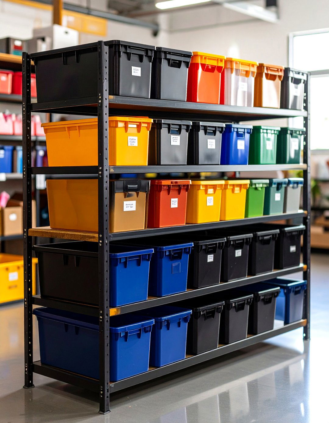 Color Code and Label Every Bin - 20 Garage Storage Ideas