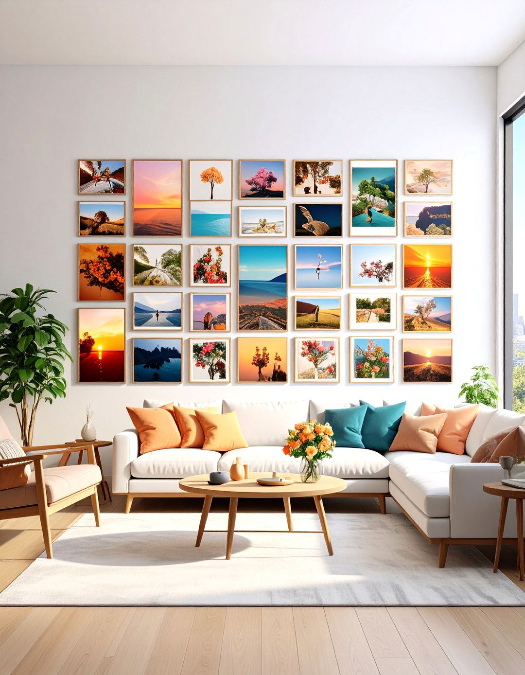 Color Coordinated Photo Wall - 20 Photo Wall Ideas