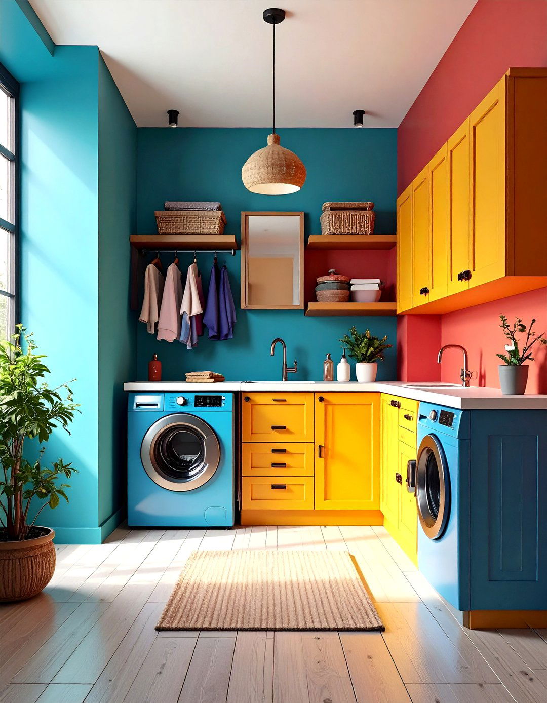 Color Drench Walls for Visual Impact - 20 Small Utility Room Ideas